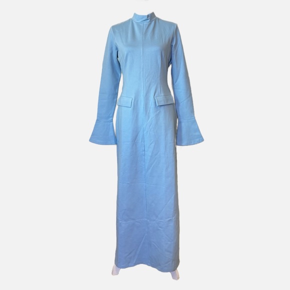 Batul The Collection NWT Talia Baby Blue Modesty Long Sleeve Maxi Dress Large - Picture 5 of 13